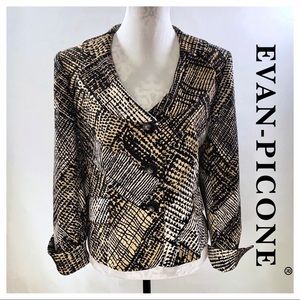 EUC sz12 Evan-Picone Cropped Blazer Tan Cream Hues